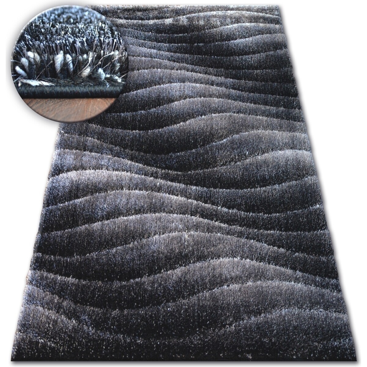 Rugsx  Koberec Shaggy SPACE 3D B222 tmavošedá 80x150 cm  Černá