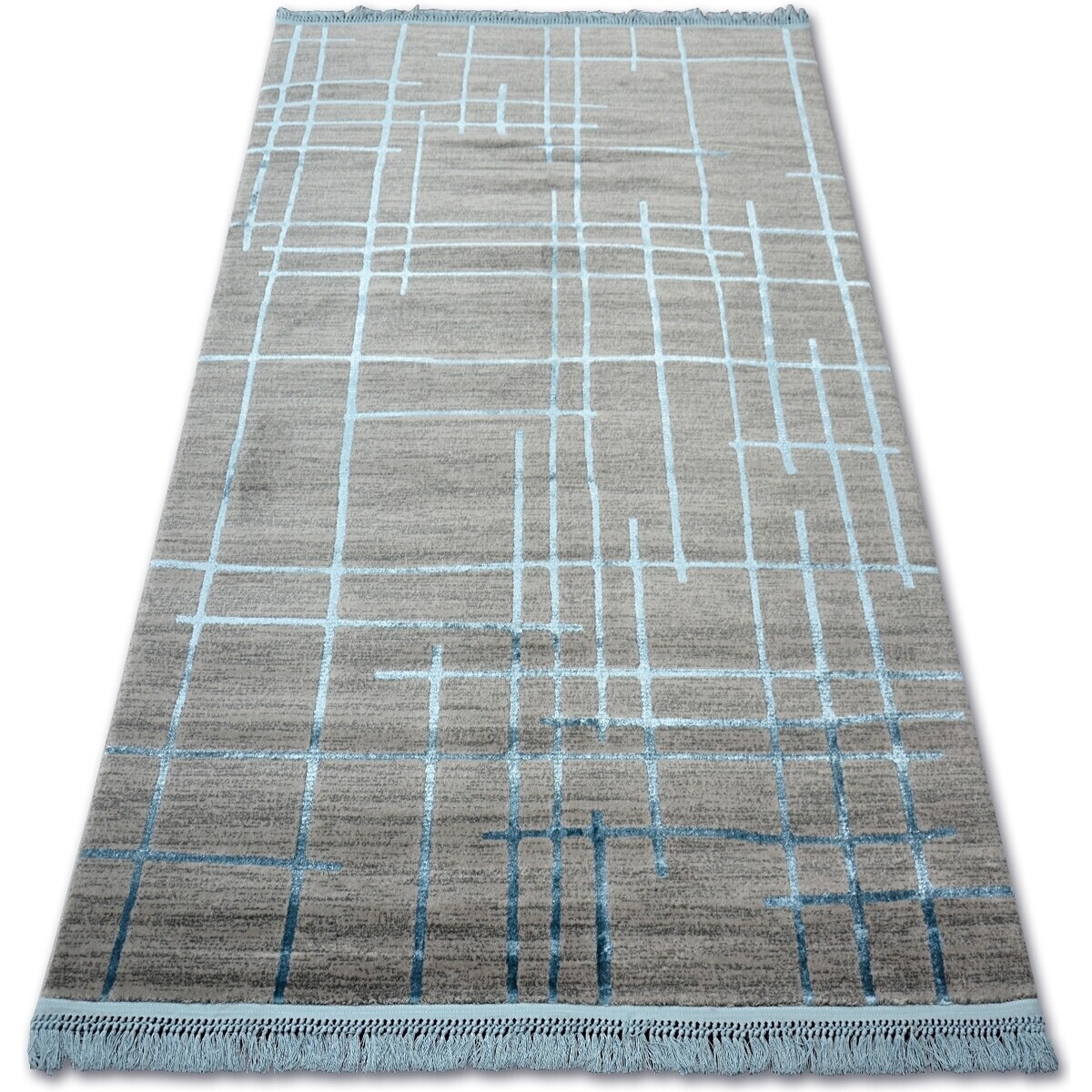 Rugsx  Koberec AKRYL MANYAS 191AA, střapce, šedá, modr 100x300 cm  Šedá