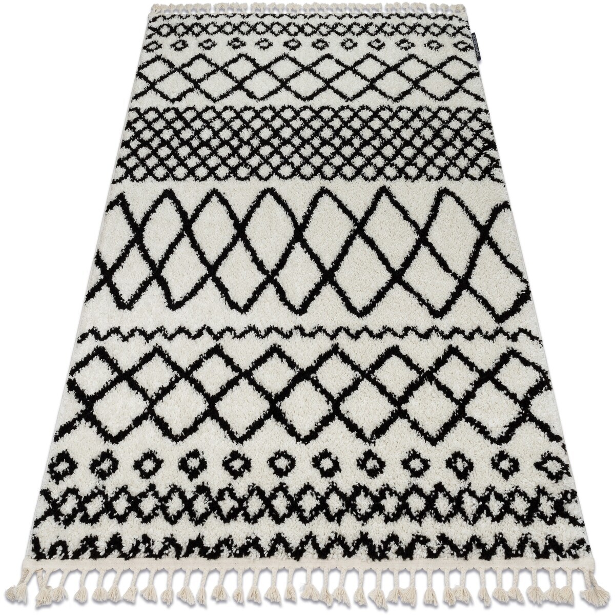 Rugsx  Koberec BERBER SAFI N9040, bílo-černý - střapc 160x220 cm  Bílá