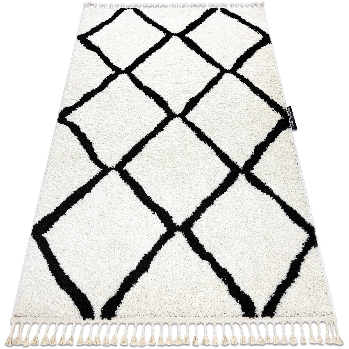 Rugsx  Koberec BERBER CROSS, bílá - střapce, Maroko, 120x170 cm  Bílá