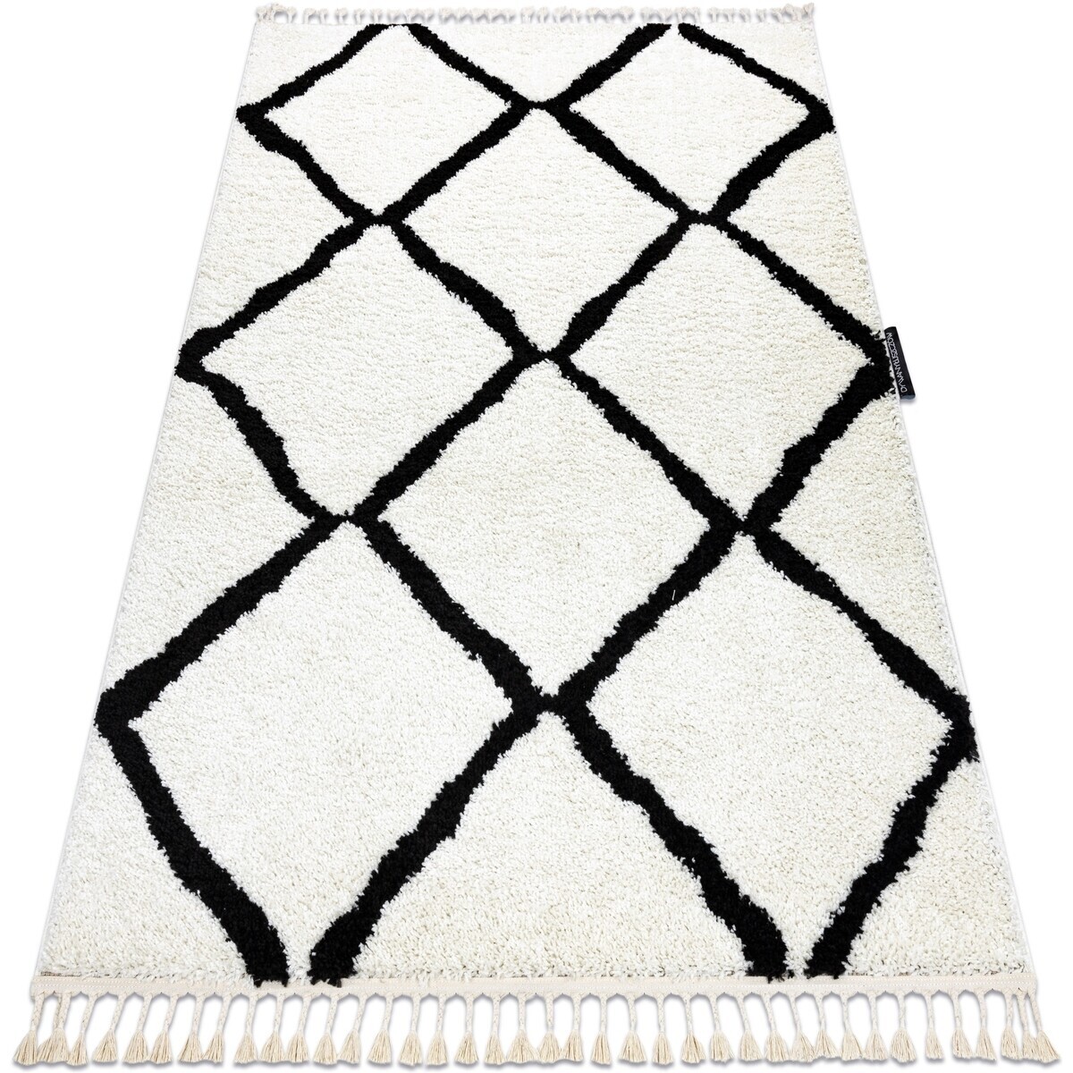 Rugsx  Koberec BERBER CROSS, bílá - střapce, Maroko, 140x190 cm  Bílá