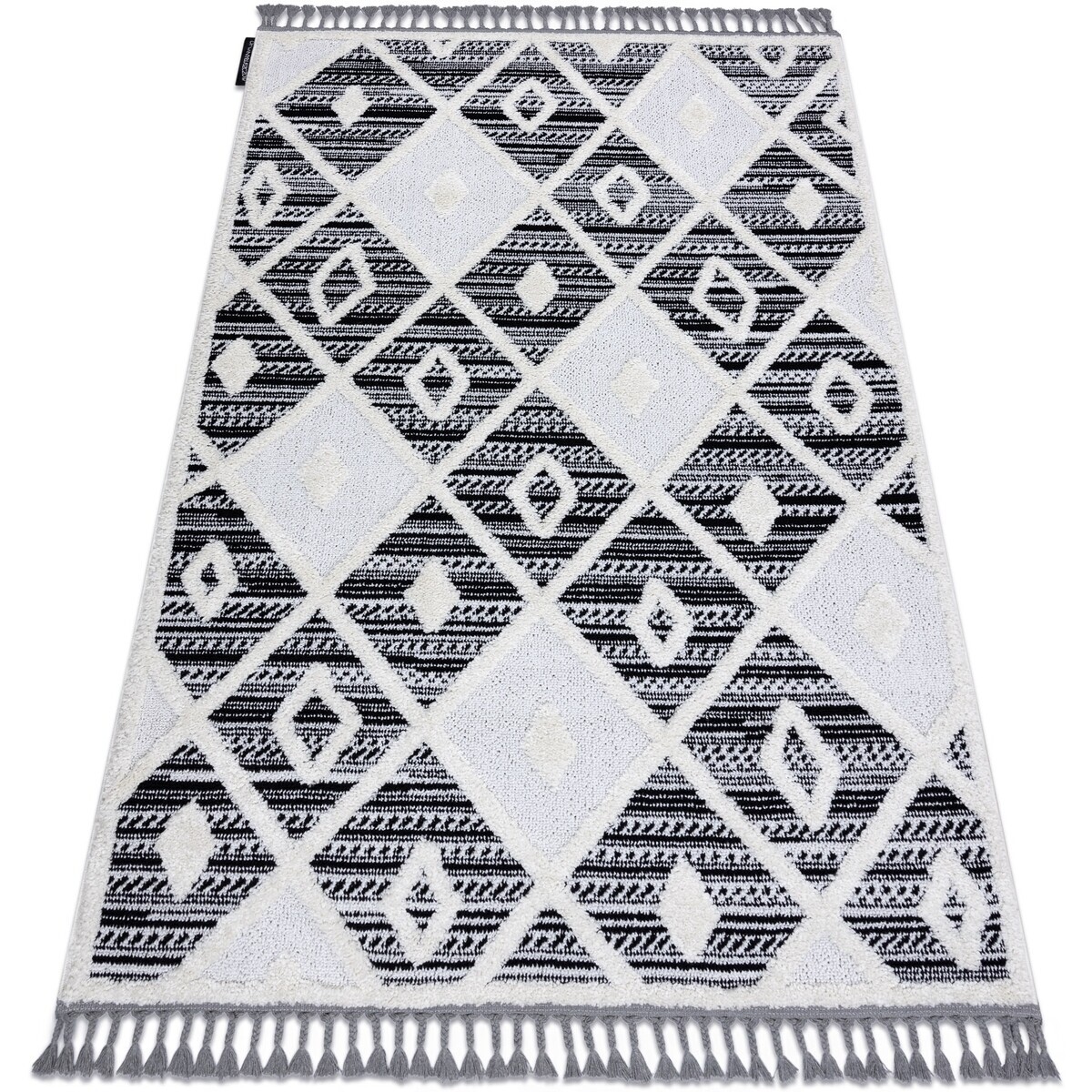 Rugsx  Koberec MAROC P662, černo-bílá - střapce, vzor 180x270 cm  Černá