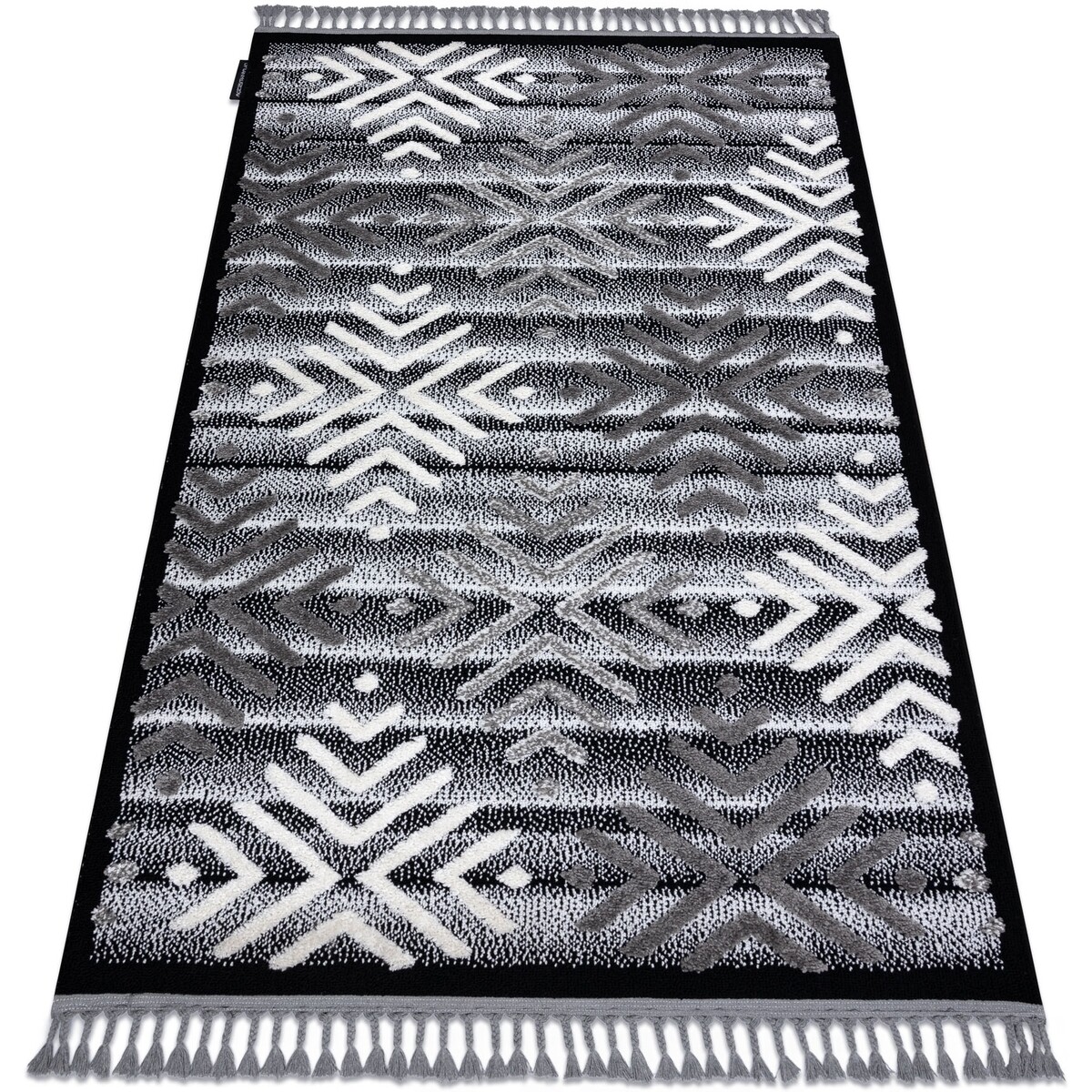 Rugsx  Koberec MAROC P658 Sněhové vločky, střapce, č 180x270 cm  Černá