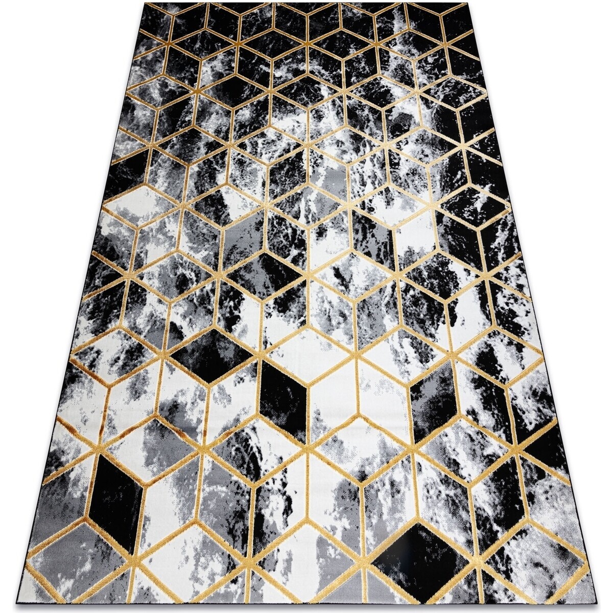 Rugsx  Koberec moderni 3D GLOSS 409A 82 Krychle 80x150 cm  Černá