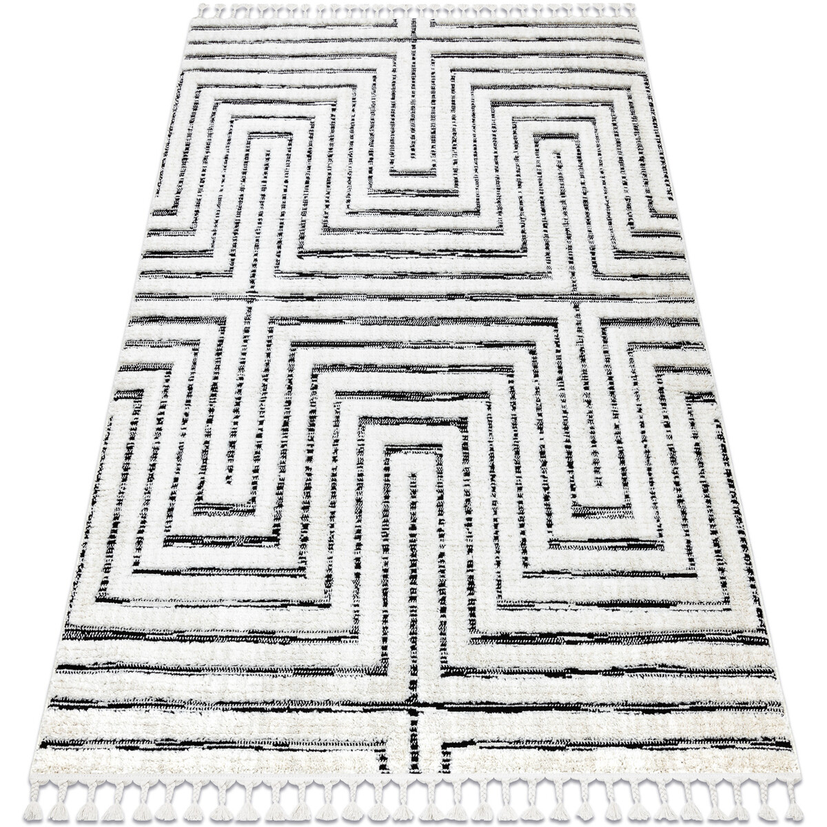 Rugsx  Koberec SEVILLA Z788B, bílá / antracit - 80x150 cm  Bílá