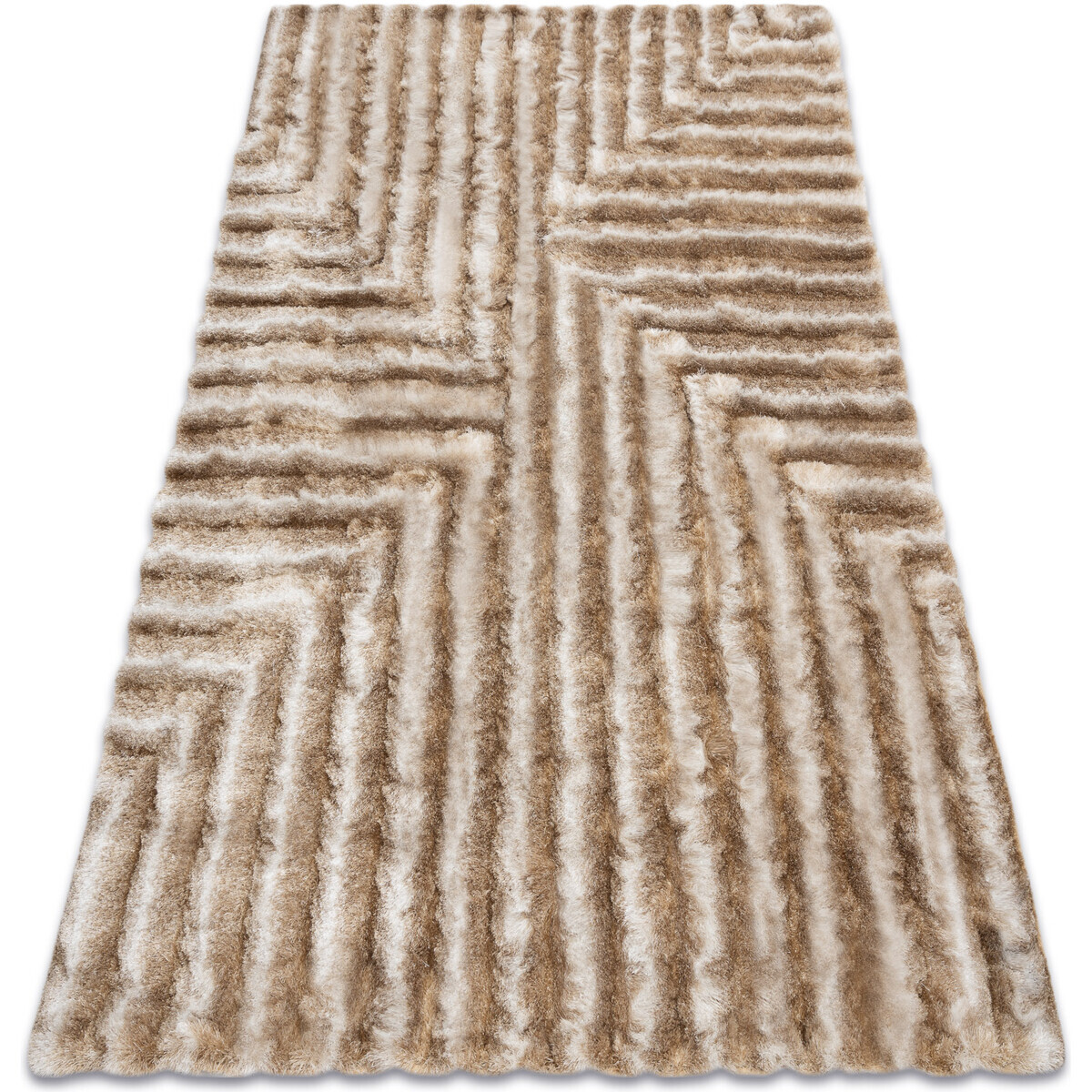 Rugsx  Moderní koberec FLIM 010-B1 shaggy, bludiště - 160x220 cm  Béžová