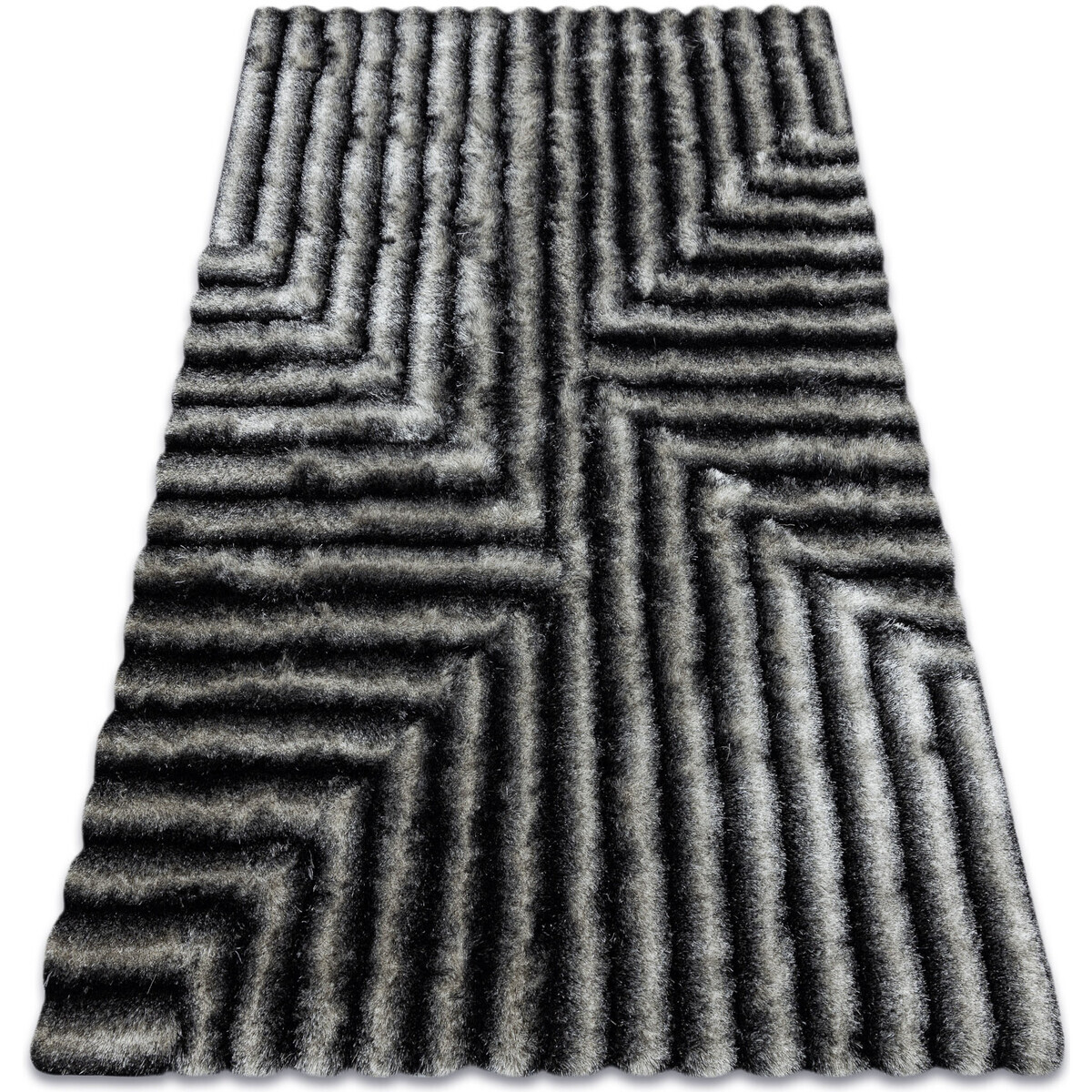 Rugsx  Moderní koberec FLIM 010-B3 shaggy, bludiště - 120x160 cm  Černá