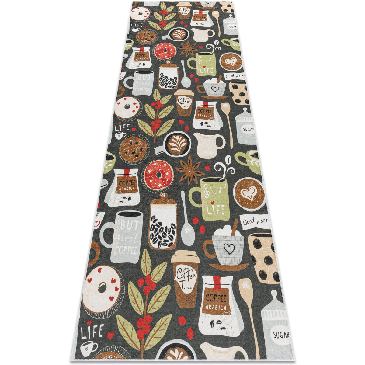 Rugsx  ANDRE 1297 mycí kobereček Hrnek, káva, kuchyň, 80x200 cm  Hnědá
