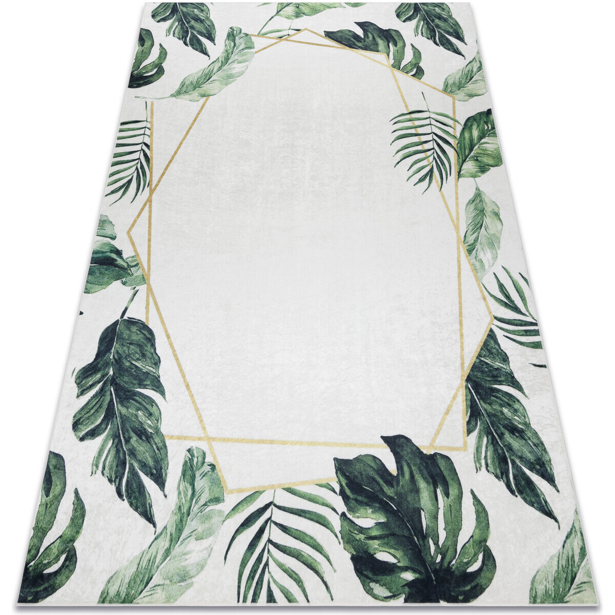 Rugsx  ANDRE mycí kobereček 1168 Monstera odchází, ge 80x150 cm  Bílá