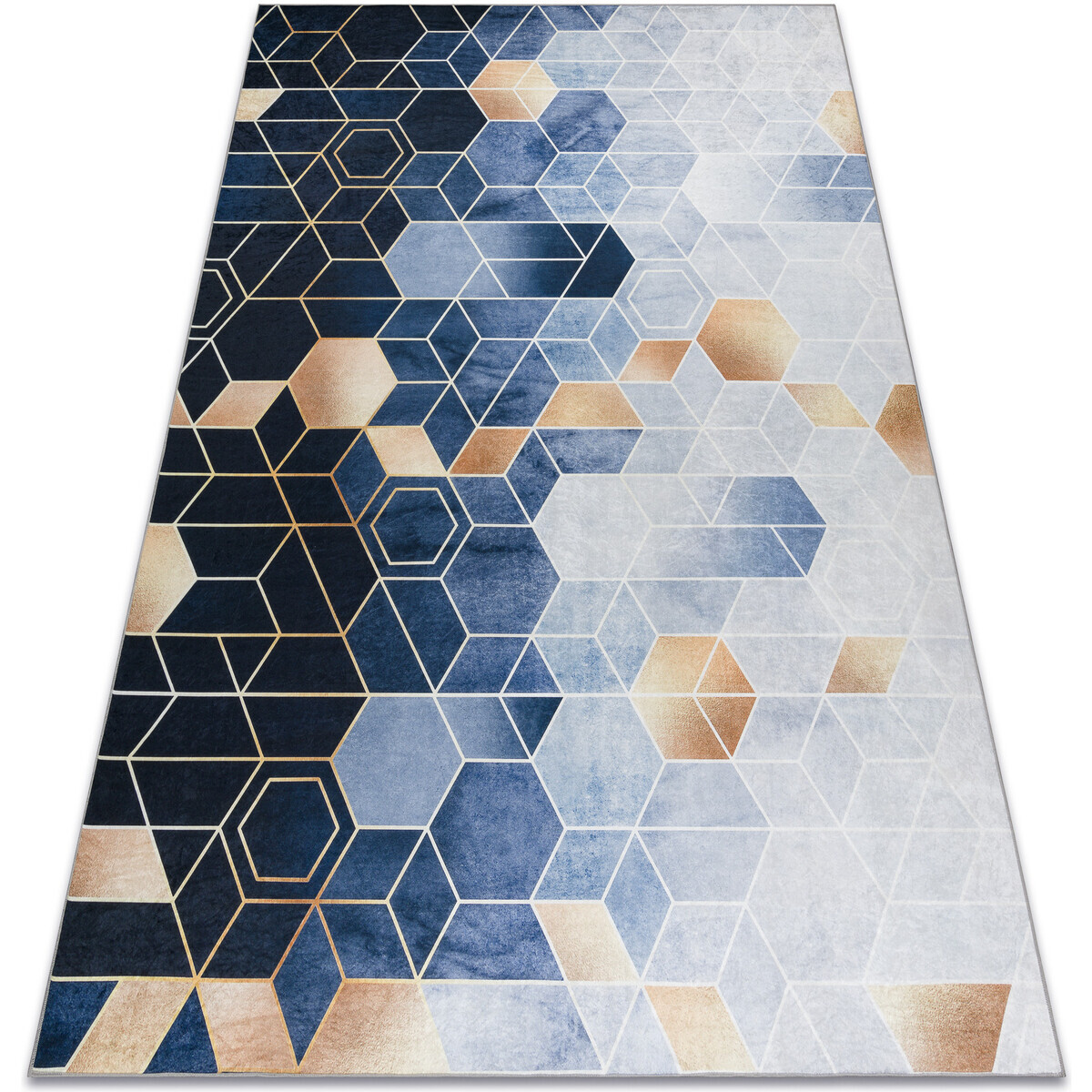 Rugsx  ANDRE mycí kobereček 1216 Krychle, geometrický  80x150 cm  Modrá