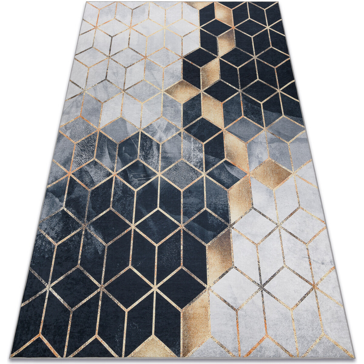 Rugsx  ANDRE mycí kobereček 1171 Krychle, geometrický  80x150 cm  Černá