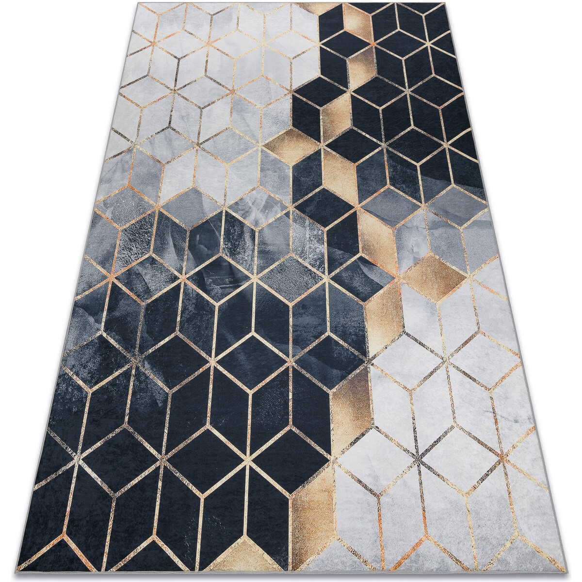 Rugsx  ANDRE mycí kobereček 1171 Krychle, geometrický  120x170 cm  Černá