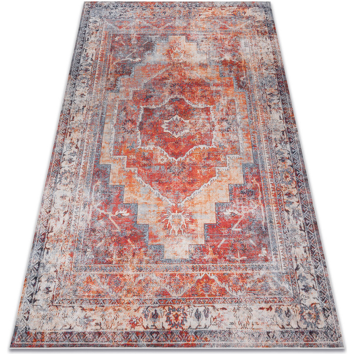 Rugsx  ANDRE mycí kobereček 1684 vzor rámu vintage 120x170 cm  Červená