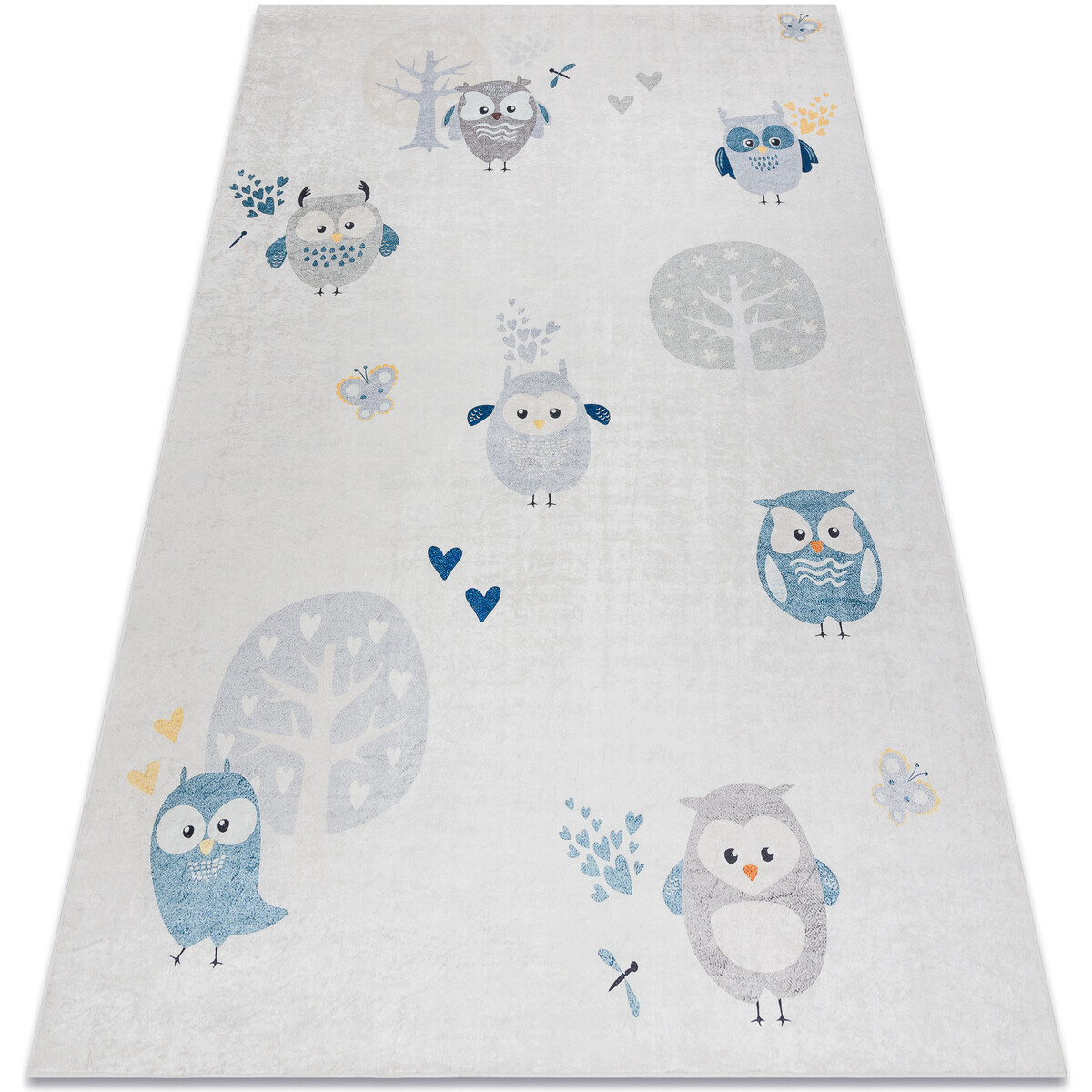 Rugsx  BAMBINO 1161 mycí kobereček Sovy pro děti 120x170 cm  Šedá