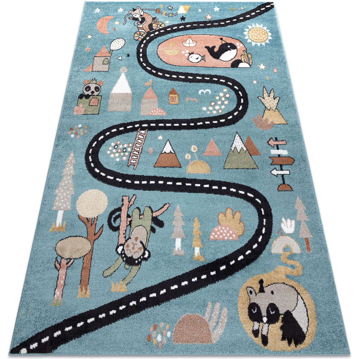 Rugsx  Koberec FUN Route pro děti, ulice, zvířata 160x220 cm  Modrá