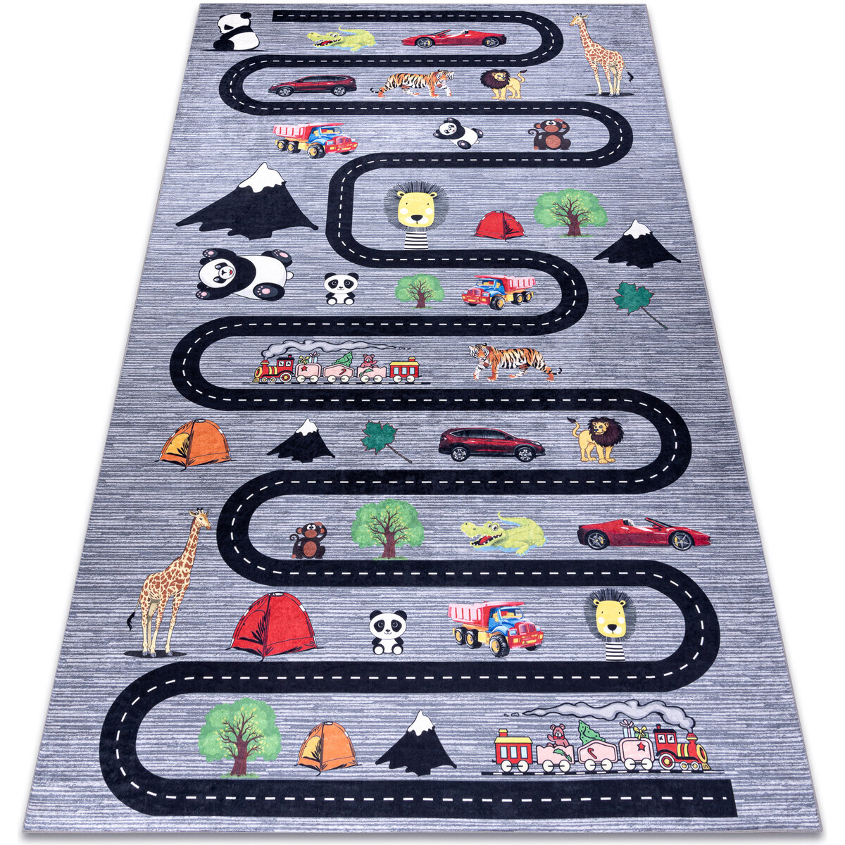 Rugsx  BAMBINO 2092 mycí kobereček Ulice, auta pro 140x190 cm  Černá