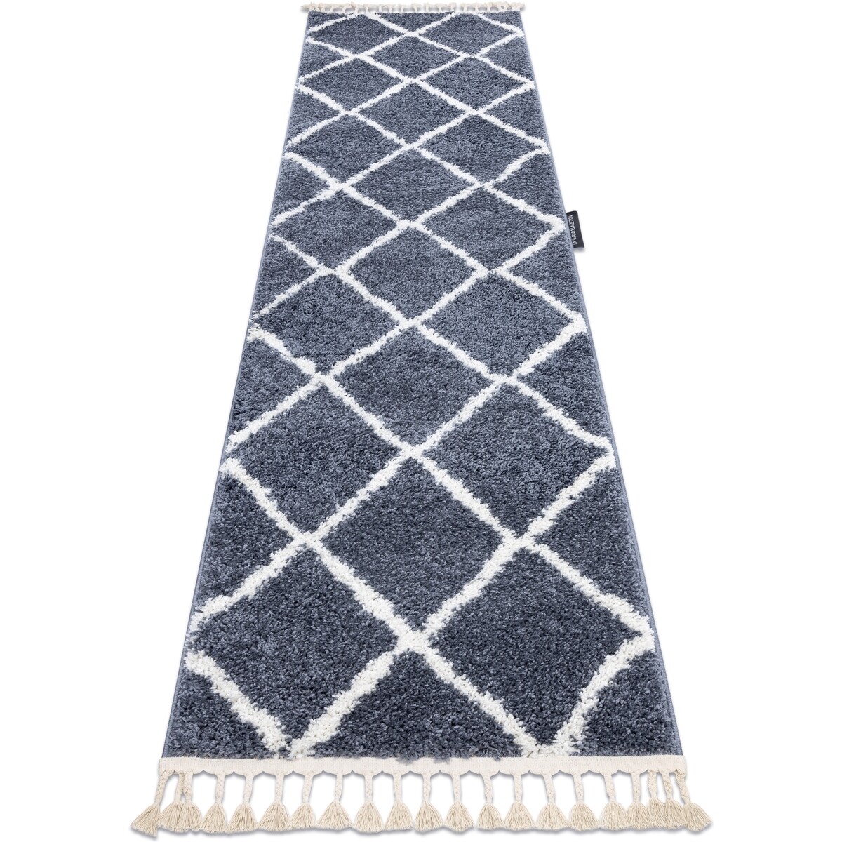 Rugsx  Běhoun BERBER CROSS, šedý - střapce, do 70x250 cm  Šedá