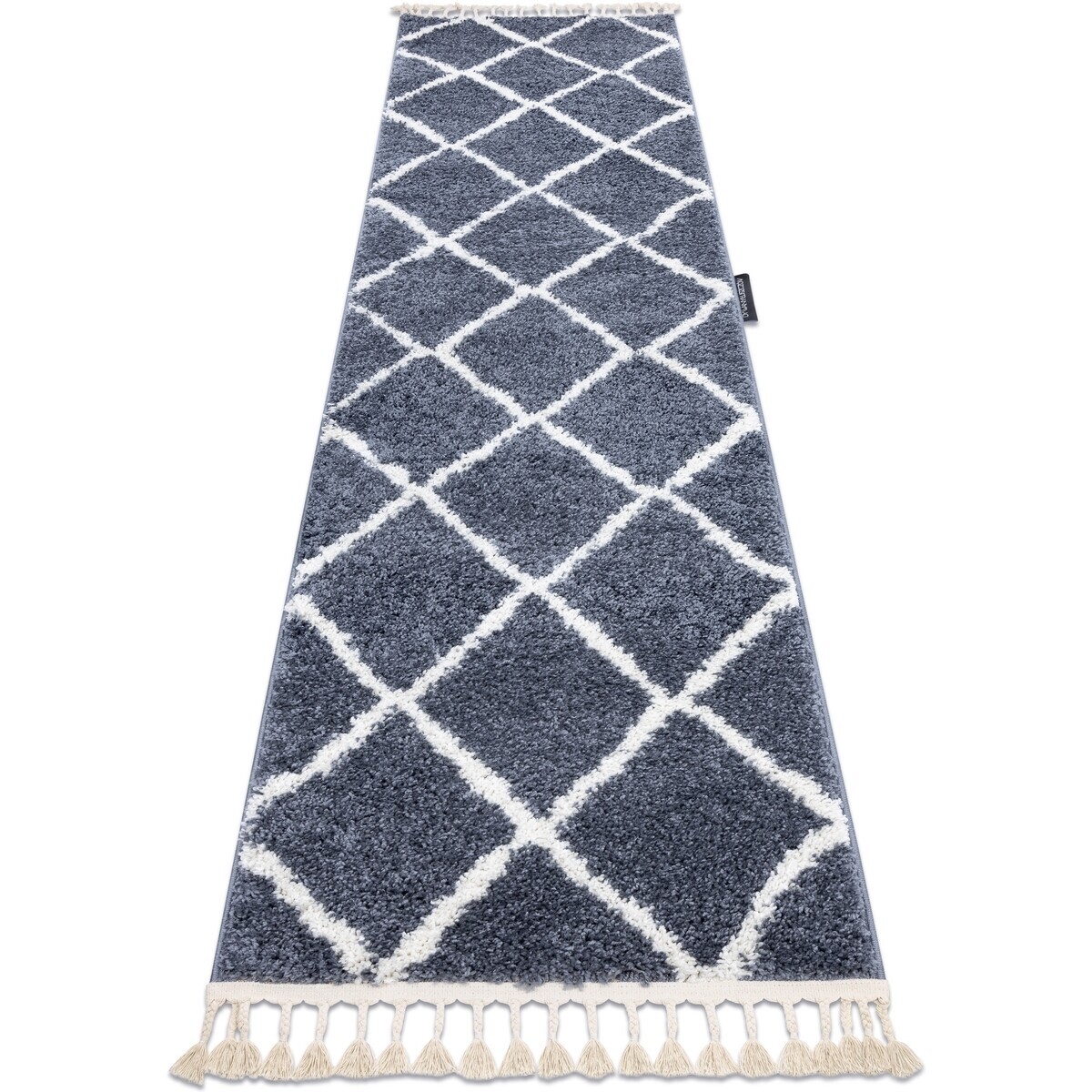Rugsx  Běhoun BERBER CROSS, šedý - střapce, do 80x300 cm  Šedá