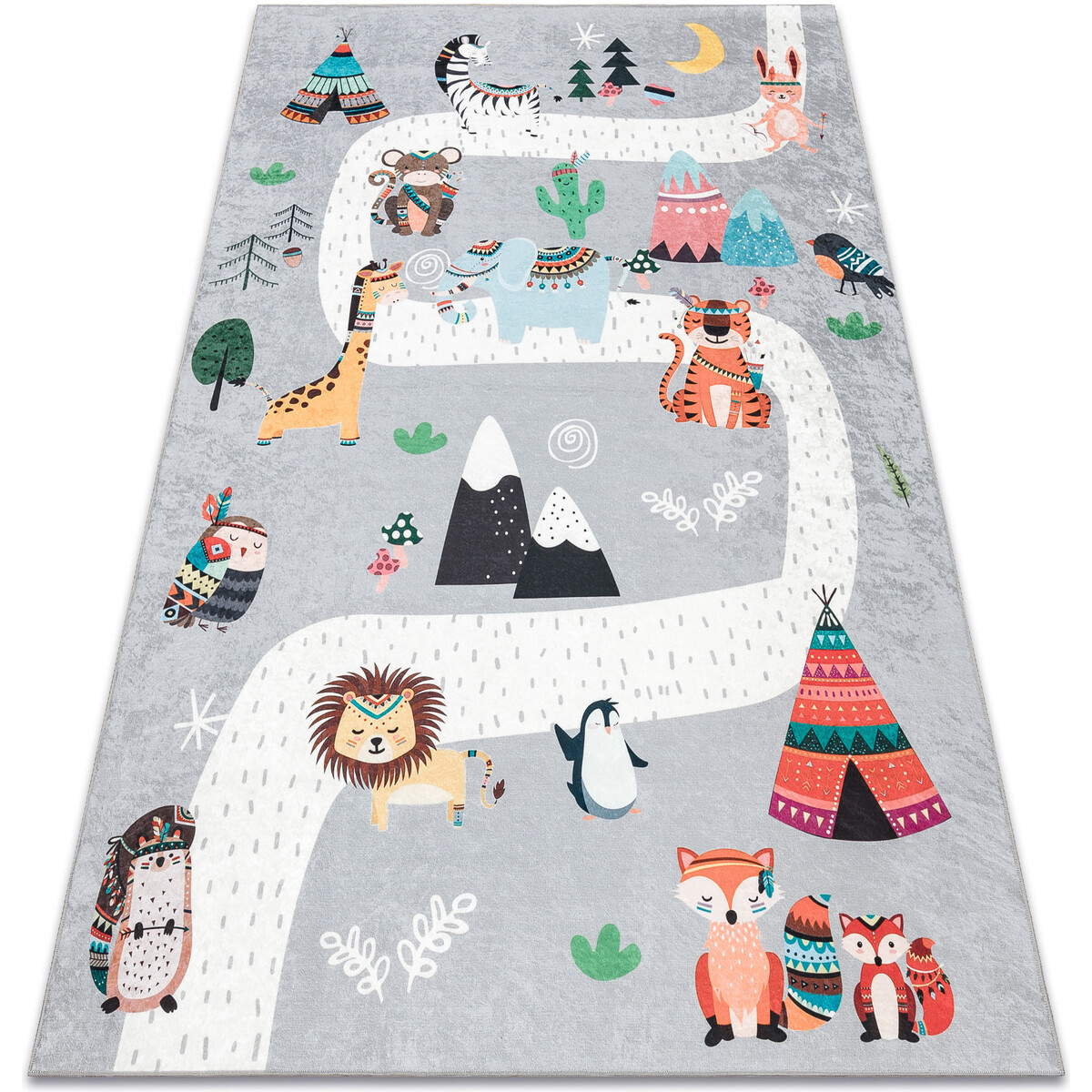 Rugsx  BAMBINO 2160 mycí kobereček Ulice, Indická vesn 120x170 cm  Šedá