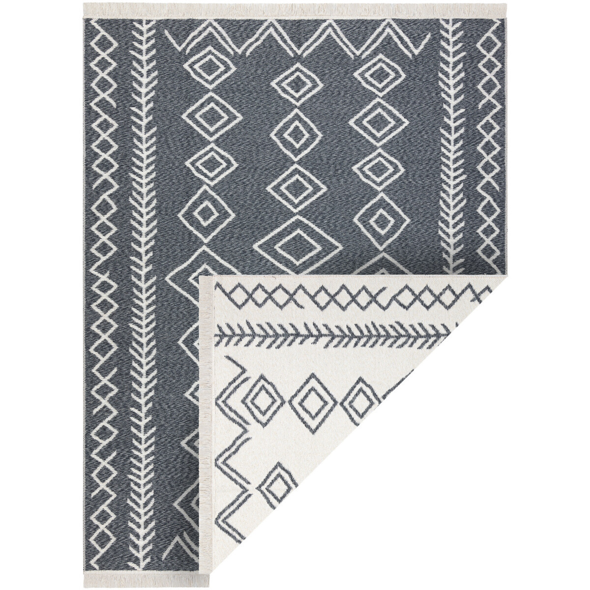 Rugsx  Koberec TWIN 23000 Boho, bavlna, oboustranný, dia 200x290 cm  Černá