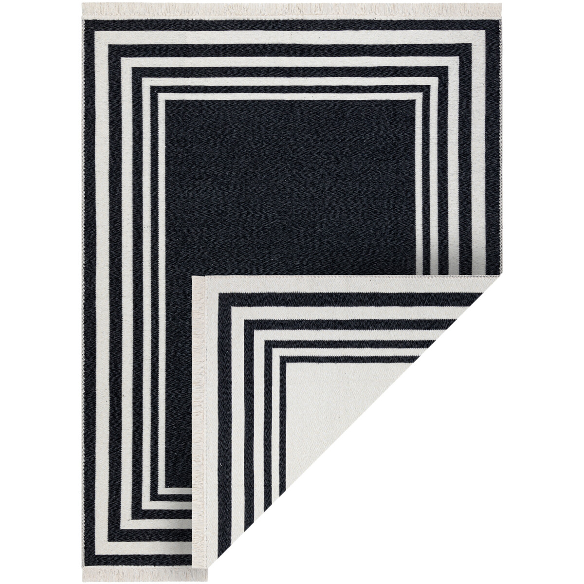 Rugsx  Koberec TWIN 22990 Vzor rámu, bavlna, oboustrannà80x300 cm  Černá