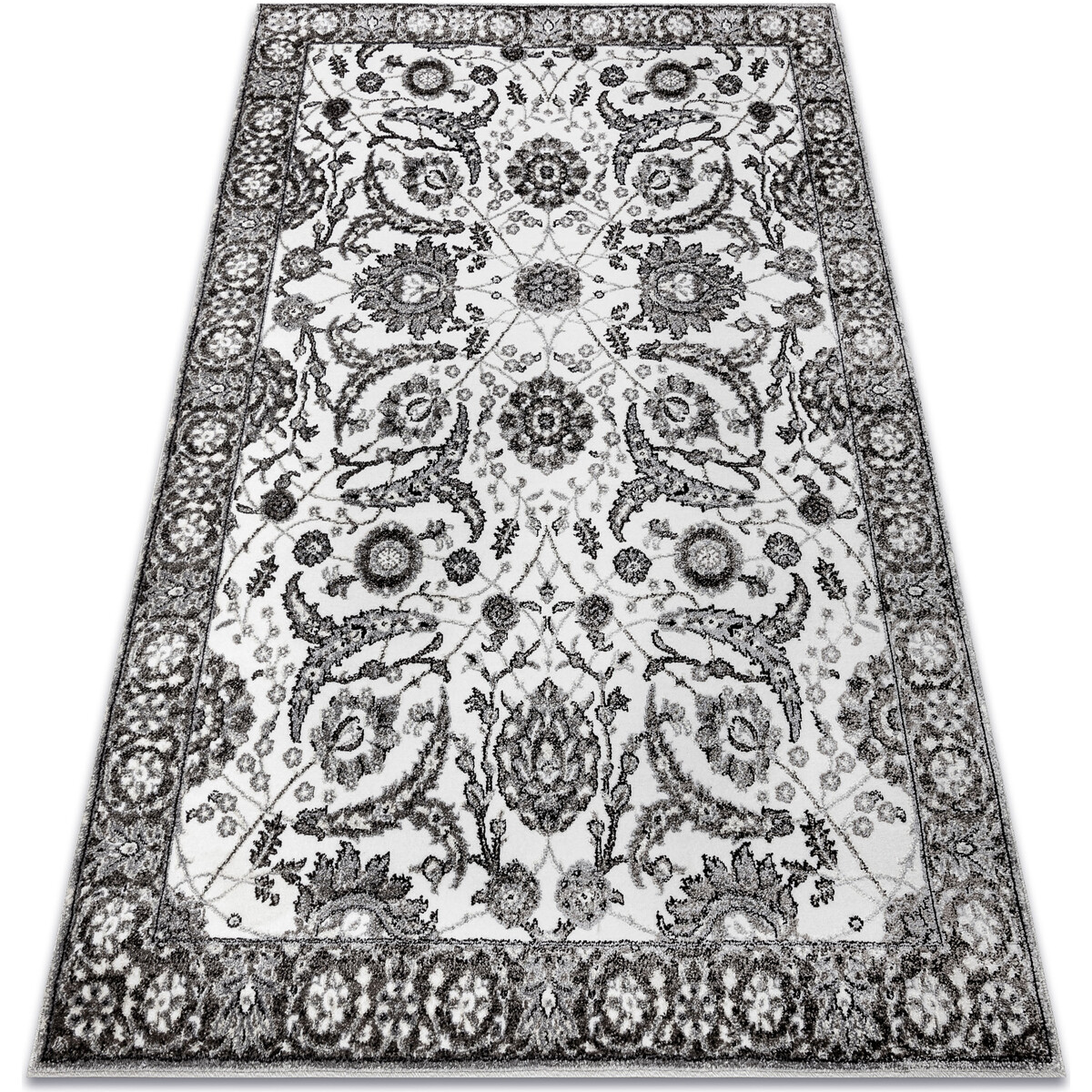 Rugsx  Koberec MATEO 8037/644 Klasický rám, květiny - 80x150 cm  Šedá