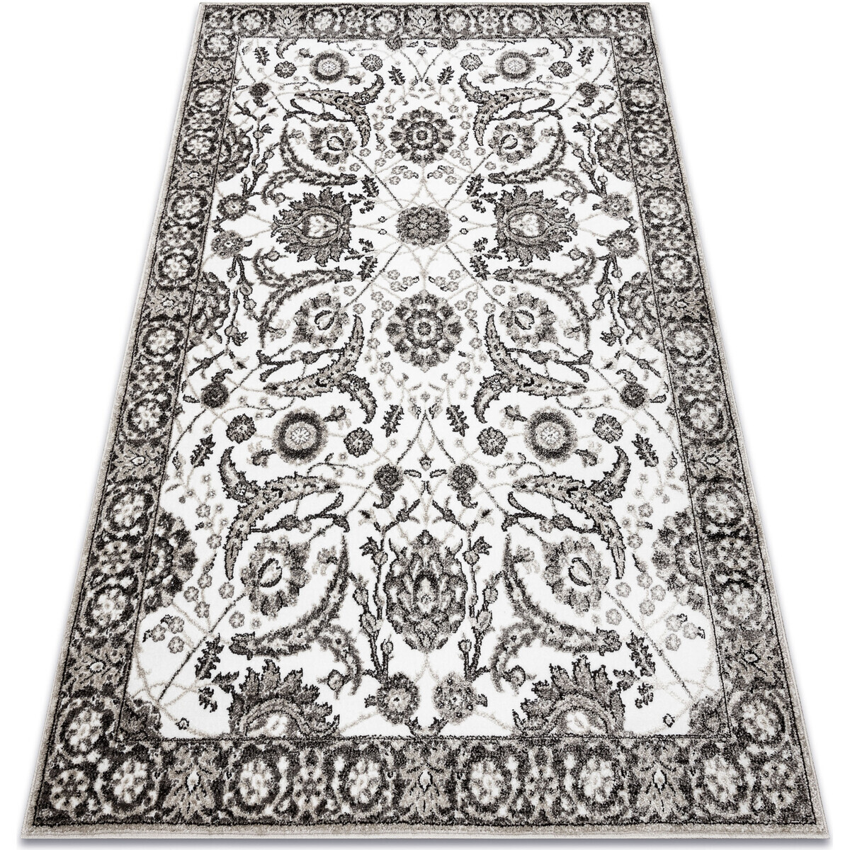 Rugsx  Koberec MATEO 8037/944 Klasický rám, květiny - 80x150 cm  Šedá