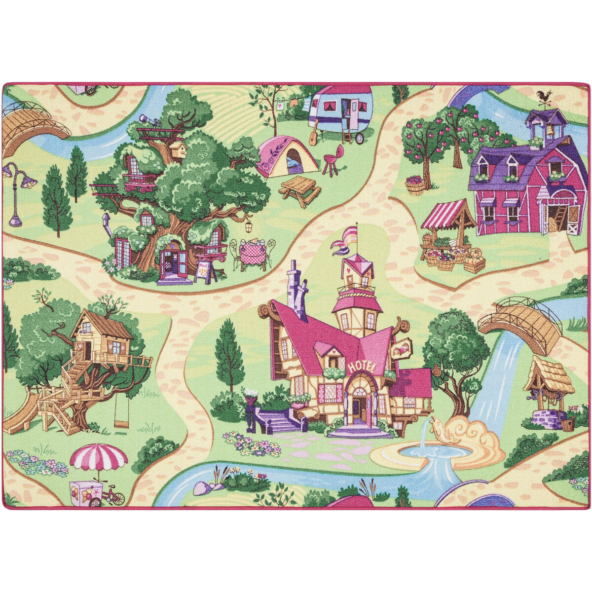 Rugsx  REBEL ROADS KOBEREC Candy Town 27 protiskluzový 95x133 cm  Růžová
