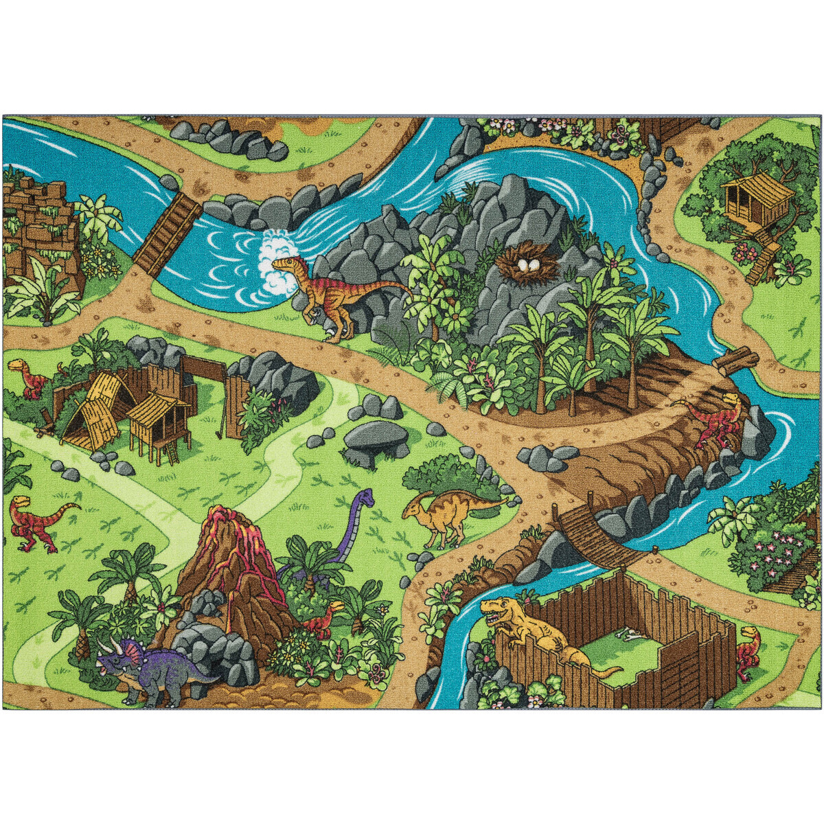 Rugsx  REBEL ROADS KOBEREC Dino World 29 Dinosauři, 95x133 cm  Šedá
