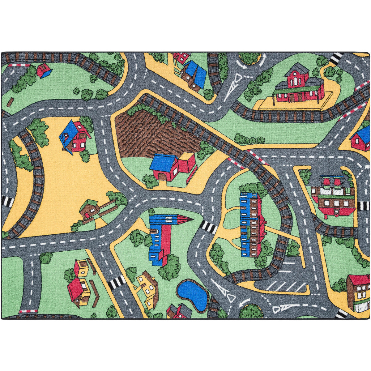 Rugsx  REBEL ROADS KOBEREC Playtime 95 Městečko, protis 95x133 cm  Šedá