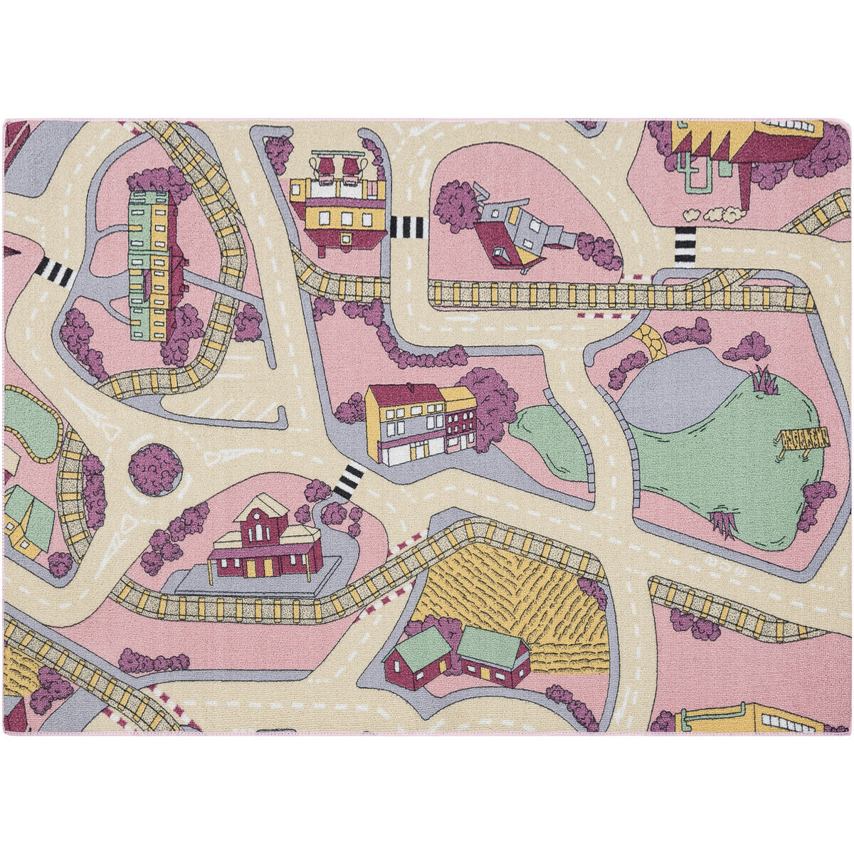 Rugsx  REBEL ROADS KOBEREC Playtime 63 Městečko, protis 95x133 cm  Růžová