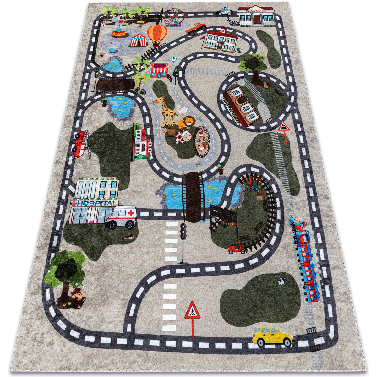 Rugsx  JUNIOR 51803.804 mycí kobereček Město, ulice pr 160x220 cm  Béžová
