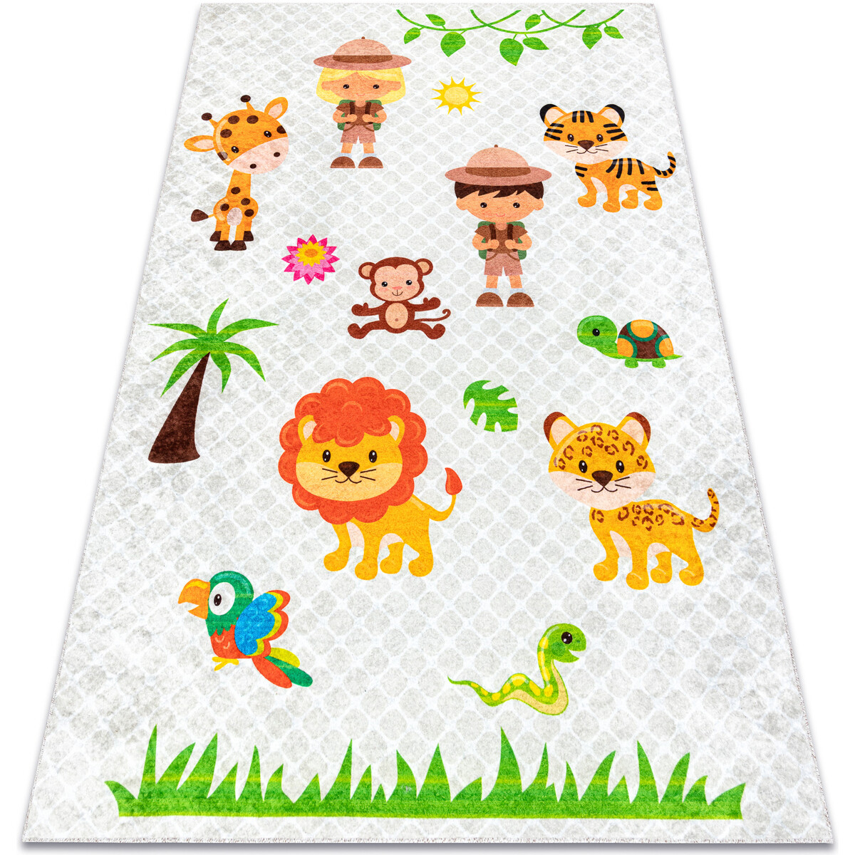 Rugsx  JUNIOR 52104.801 mycí kobereček Safari, zvířat 120x170 cm  Šedá