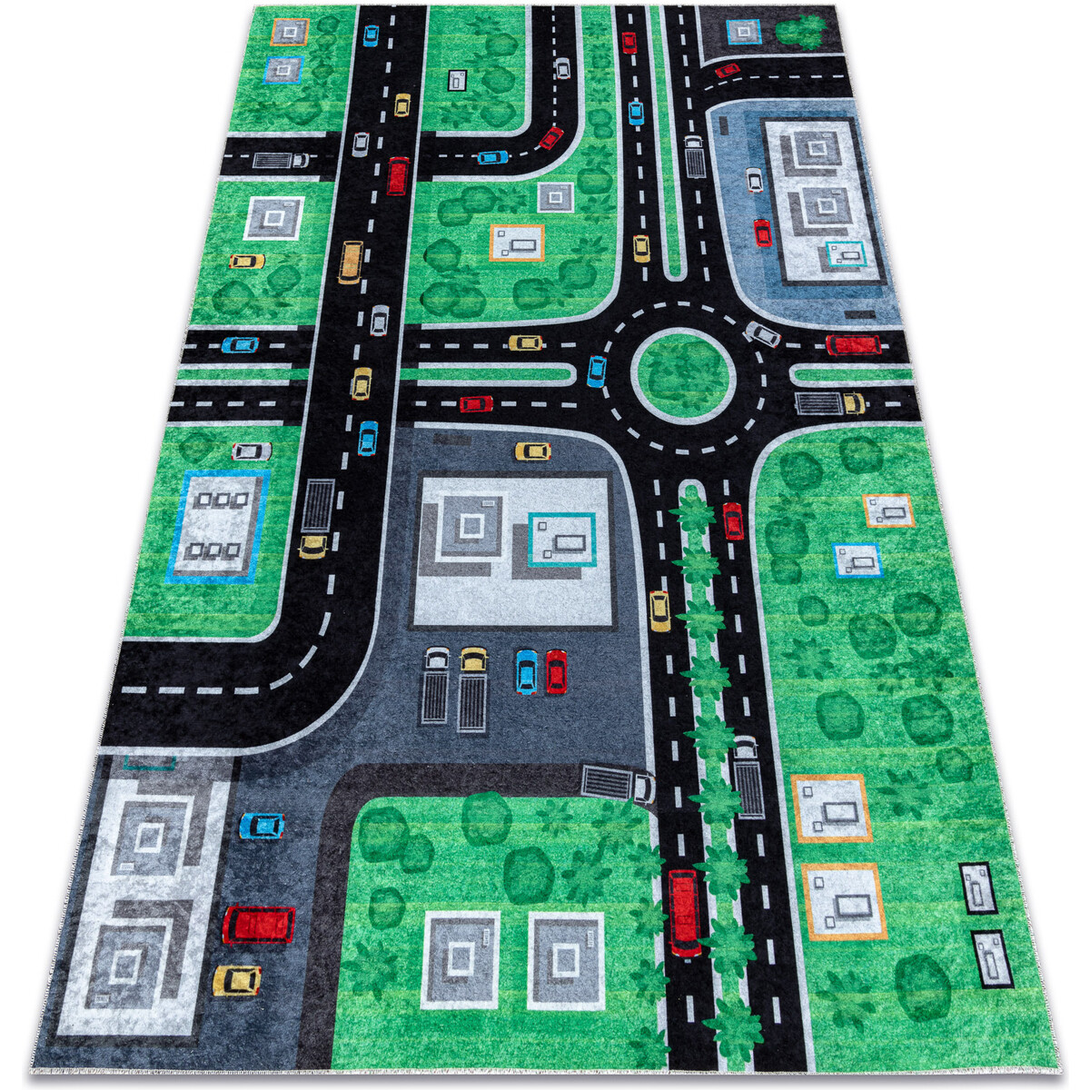 Rugsx  JUNIOR 52052.802 mycí kobereček Město, ulice pr 120x170 cm  Zelená