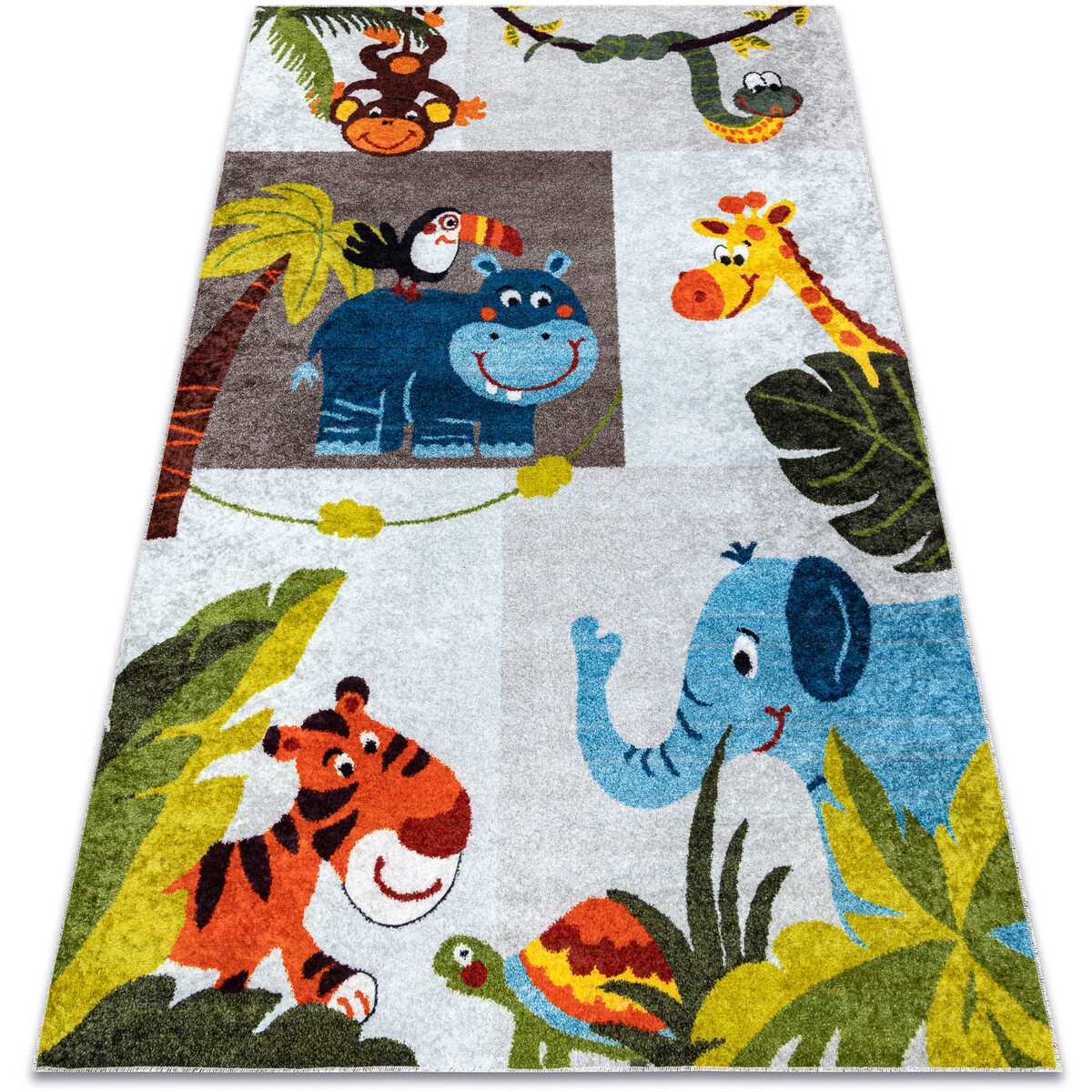 Rugsx  JUNIOR 51858.802 mycí kobereček Zvířata, Afrik 160x220 cm  Šedá