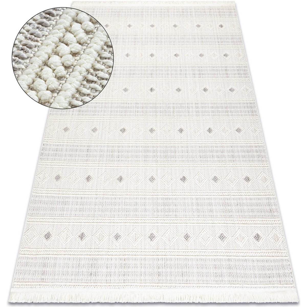 Rugsx  Koberec NANO FH69A Diamanty, smyčkový, plošně  140x190 cm  Bílá