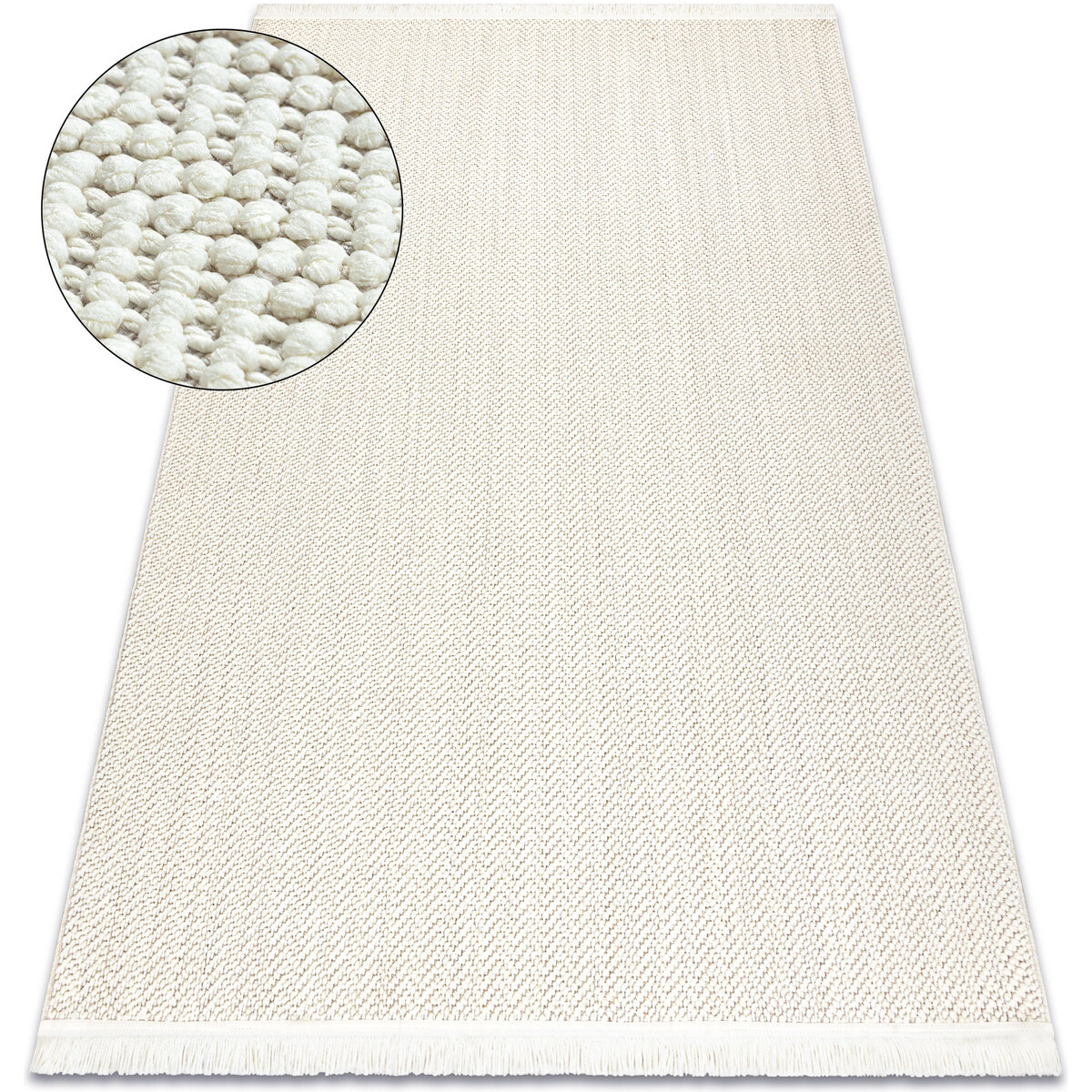 Rugsx  Koberec NANO FJ86B Rybí kost, smyčkový, plošnĠ80x150 cm  Bílá