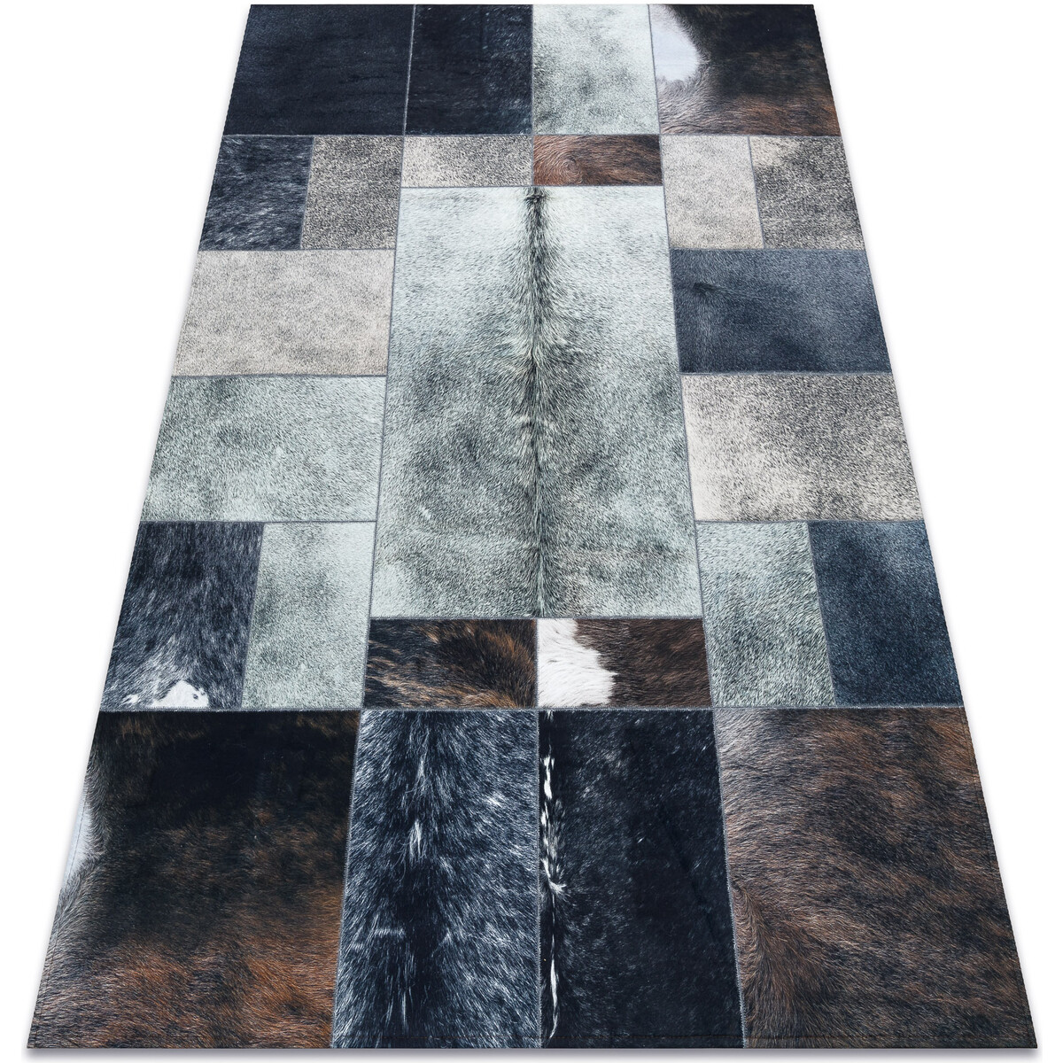 Rugsx  Koberec PATCHWORK 21719 černý - Hovězí kůže 120x170 cm  Černá