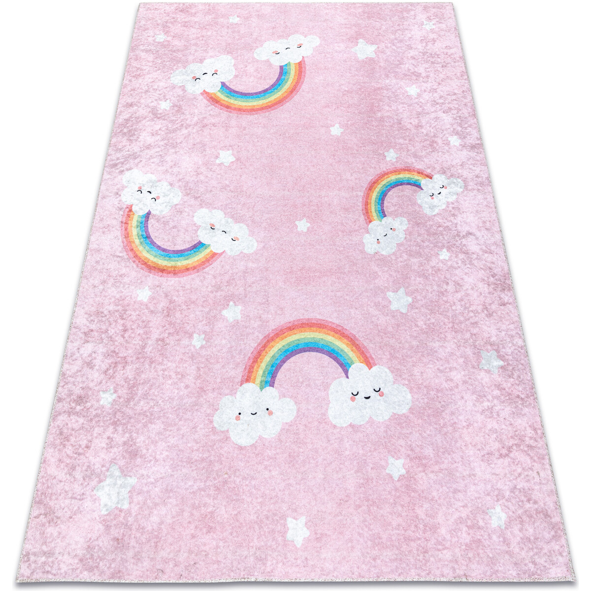 Rugsx  JUNIOR 52063.802 mycí kobereček Duha, mraky pro 140x190 cm  Růžová
