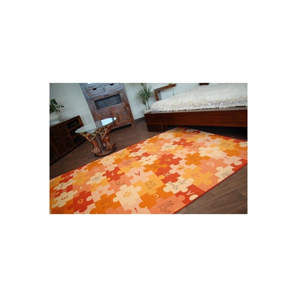 Rugsx  Dětský koberec PUZZLE oranžový 100x200 cm  Oranžová