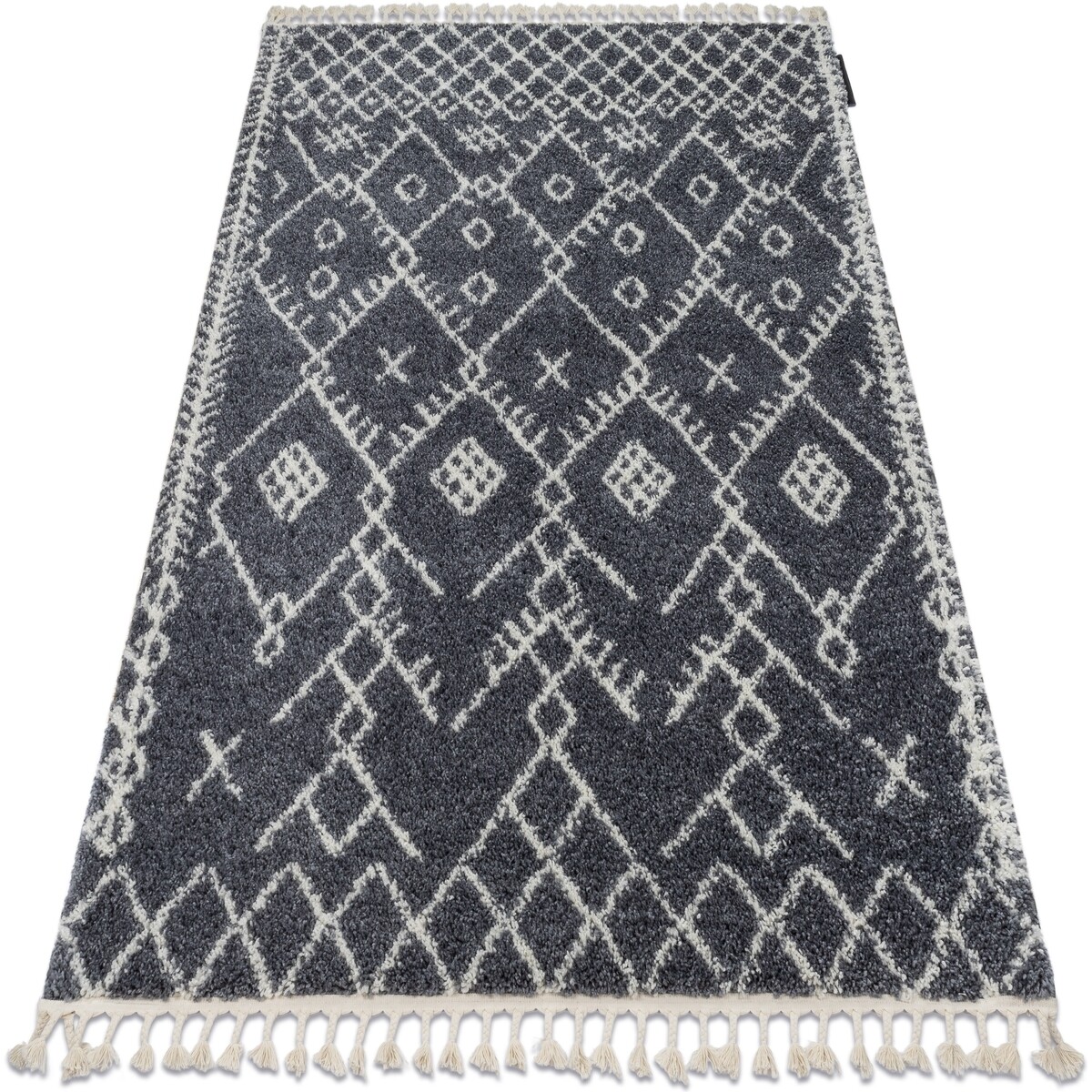 Rugsx  Koberec BERBER TANGER B5940, šedo-bílá - střap 140x190 cm  Šedá
