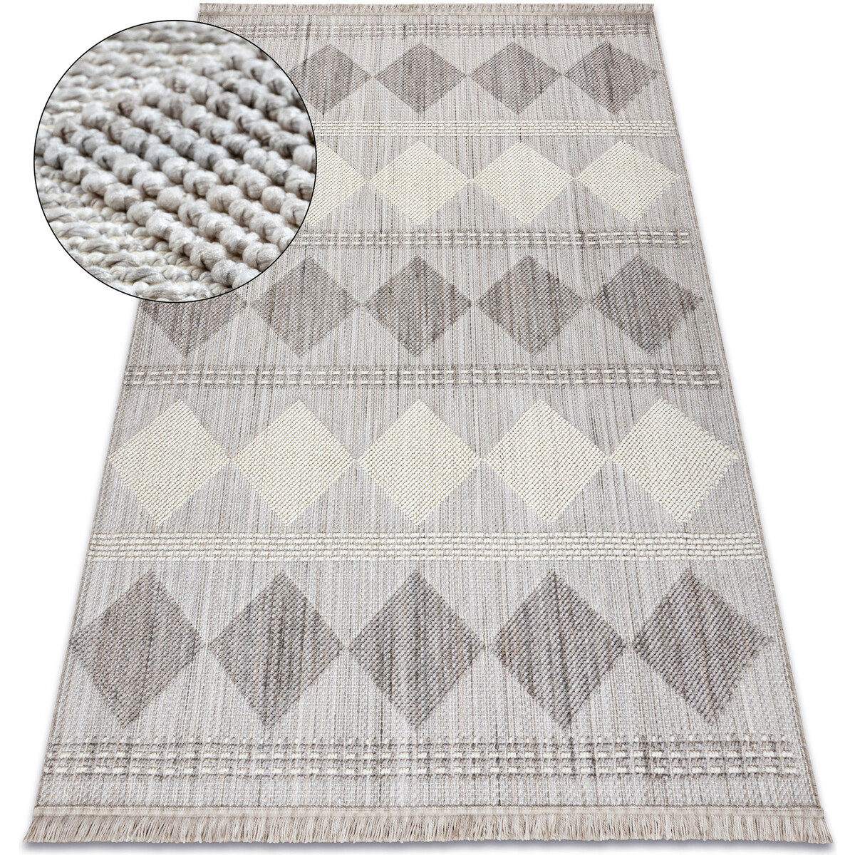 Rugsx  Koberec NANO EO61A Diamanty, smyčkový, plošně  140x190 cm  Šedá