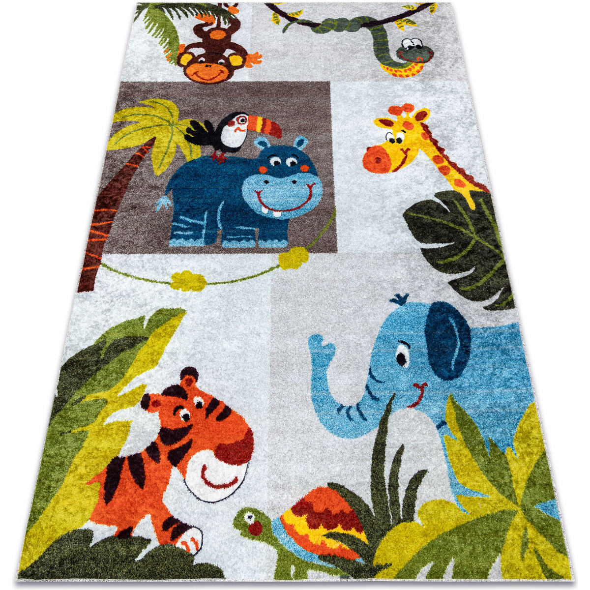 Rugsx  JUNIOR 51858.802 mycí kobereček Zvířata, Afrik 140x190 cm  Šedá