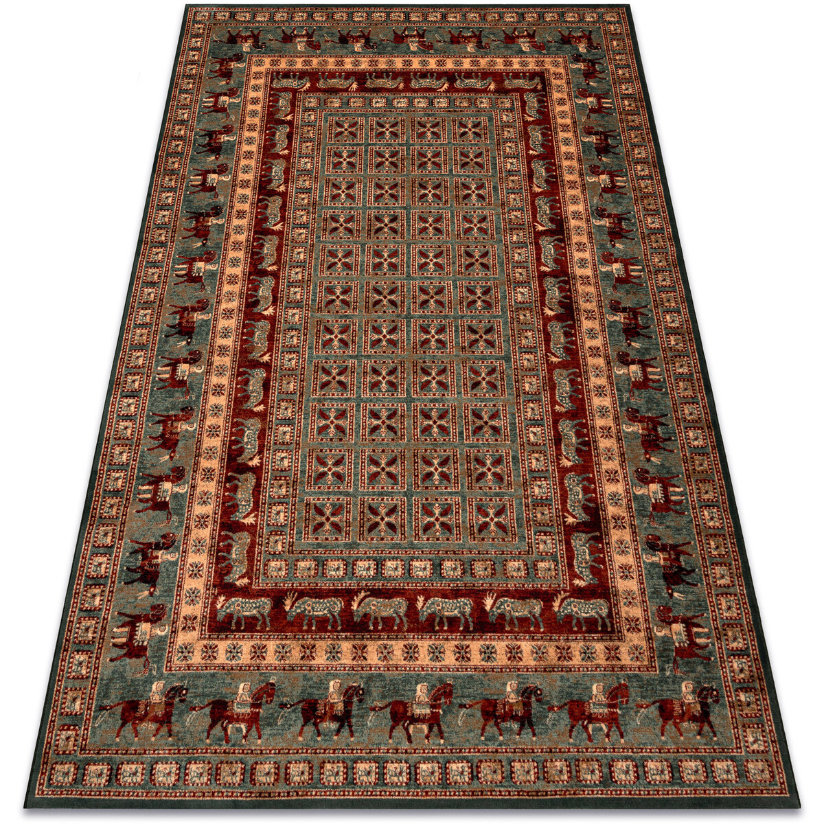 Rugsx  Koberec KASHQAI 4301 401 orientální, rám zelenà67x130 cm  Zelená