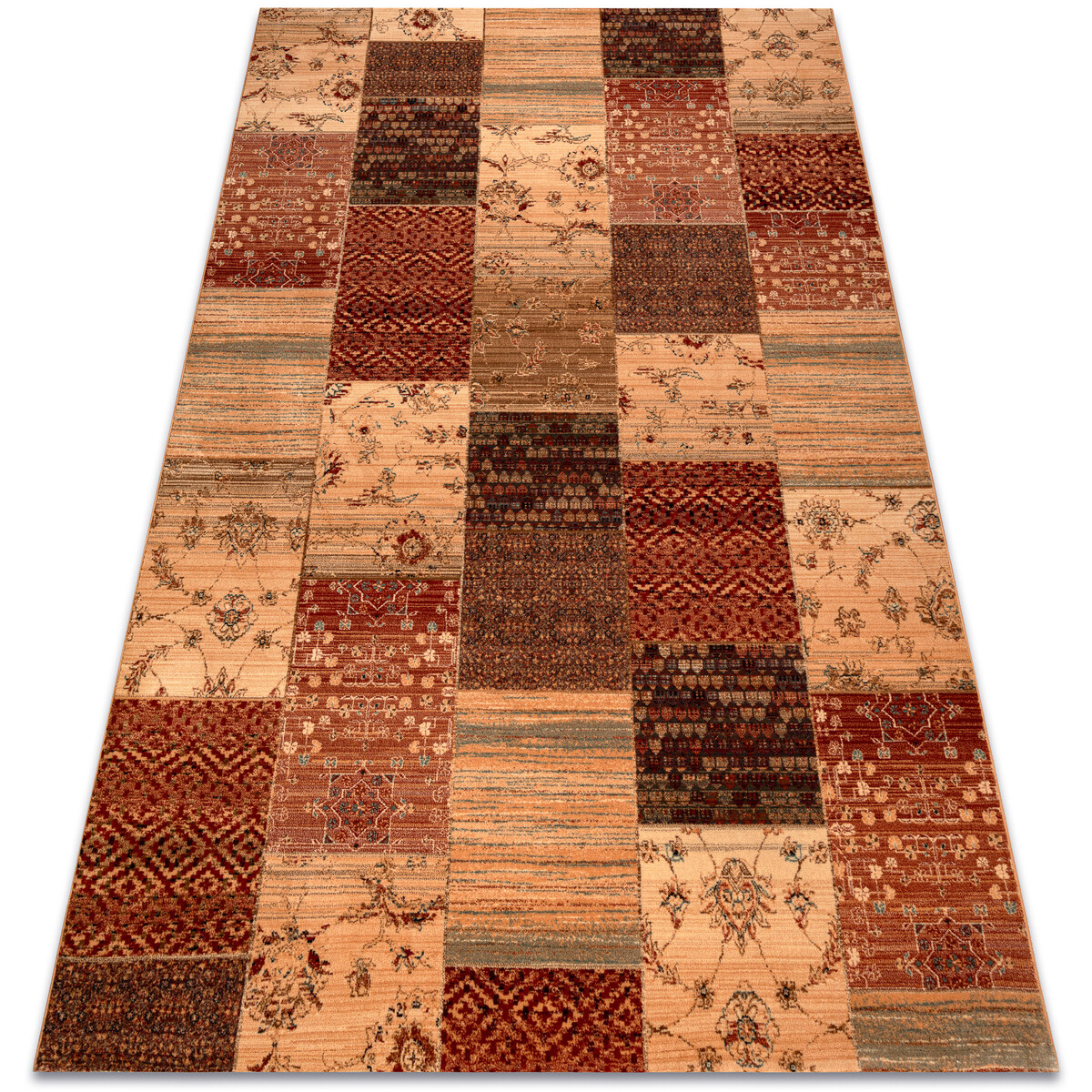 Rugsx  Koberec KASHQAI 4327 101 Patchwork terakota 67x130 cm  Červená