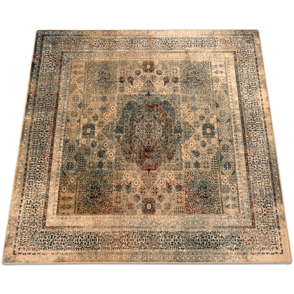 Rugsx  Vlněný koberec OMEGA MAMLUK Náměstí - Růžic 200x200 cm  Béžová