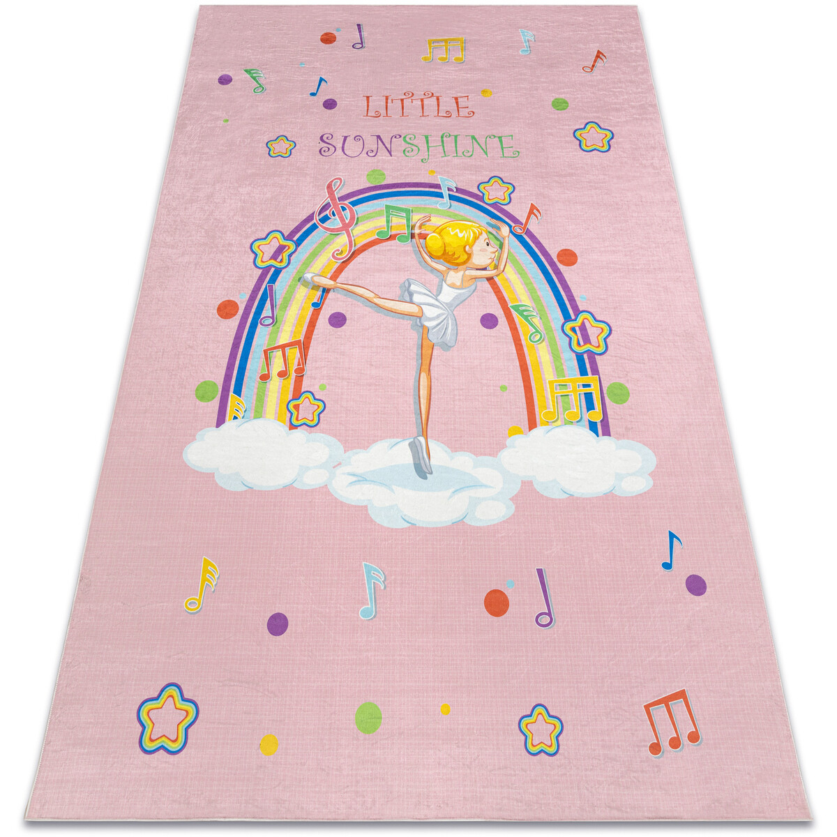 Rugsx  BAMBINO 41870 mycí kobereček Balerína, duha pro 200x290 cm  Růžová