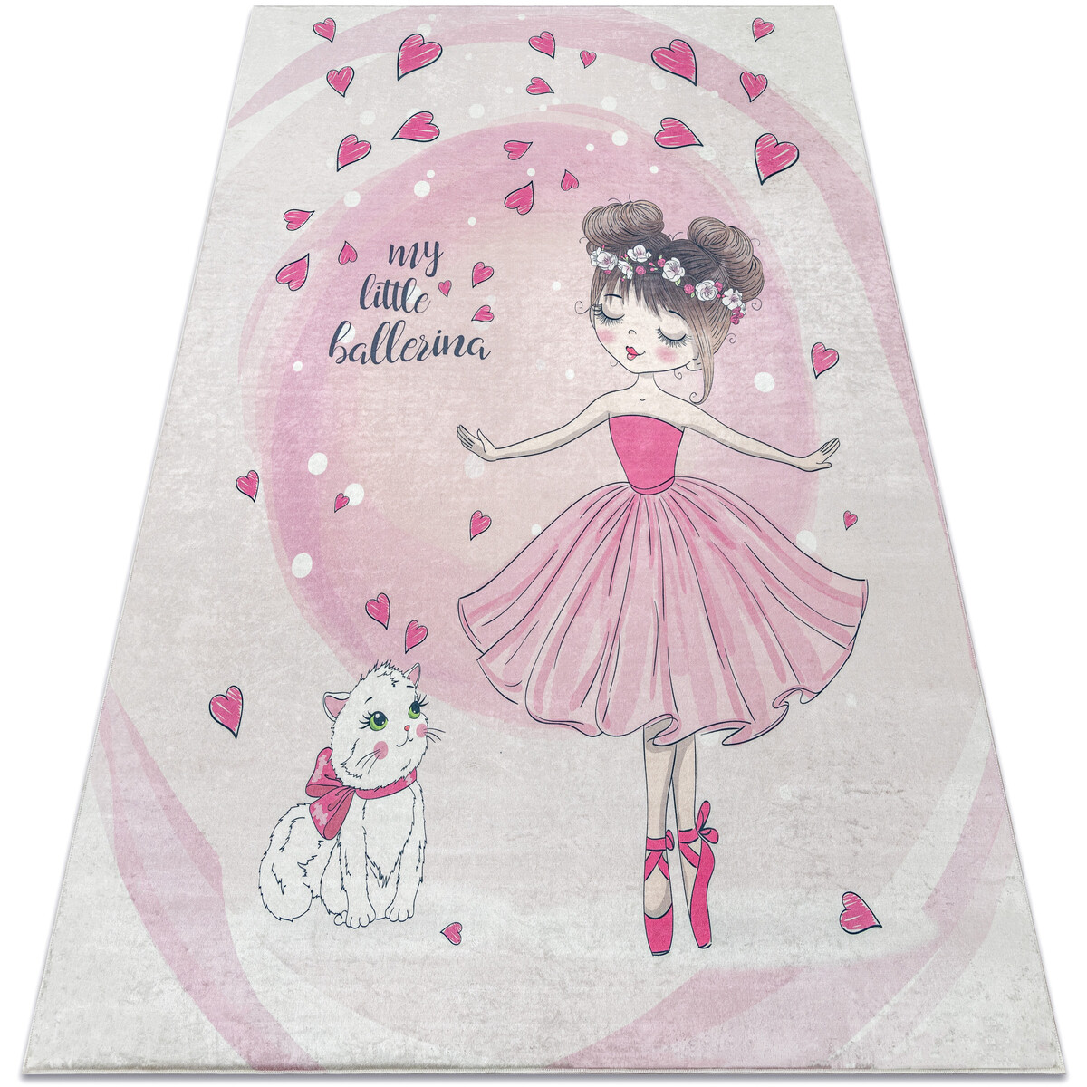 Rugsx  BAMBINO 2161mycí kobereček Balerína, kočička  120x170 cm  Růžová