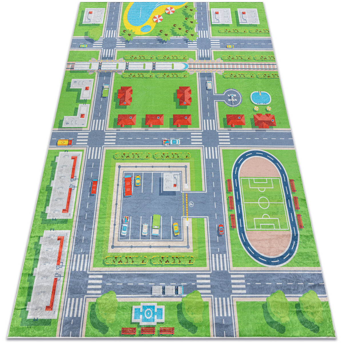 Rugsx  BAMBINO 2624 mycí kobereček Město, ulice pro 160x220 cm  Zelená