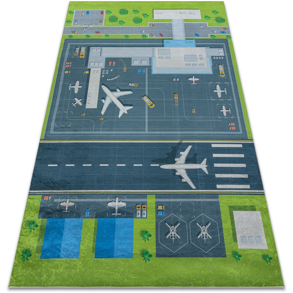 Rugsx  BAMBINO 46990 mycí kobereček Letiště, letadla  200x290 cm  Zelená